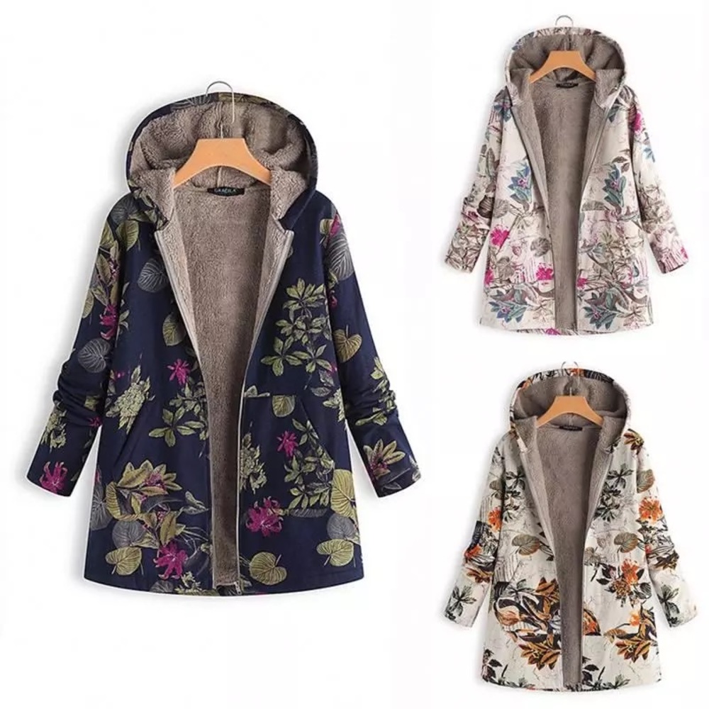 SMALL Pink and ivory floral light hoodie - Picture 10 of 16